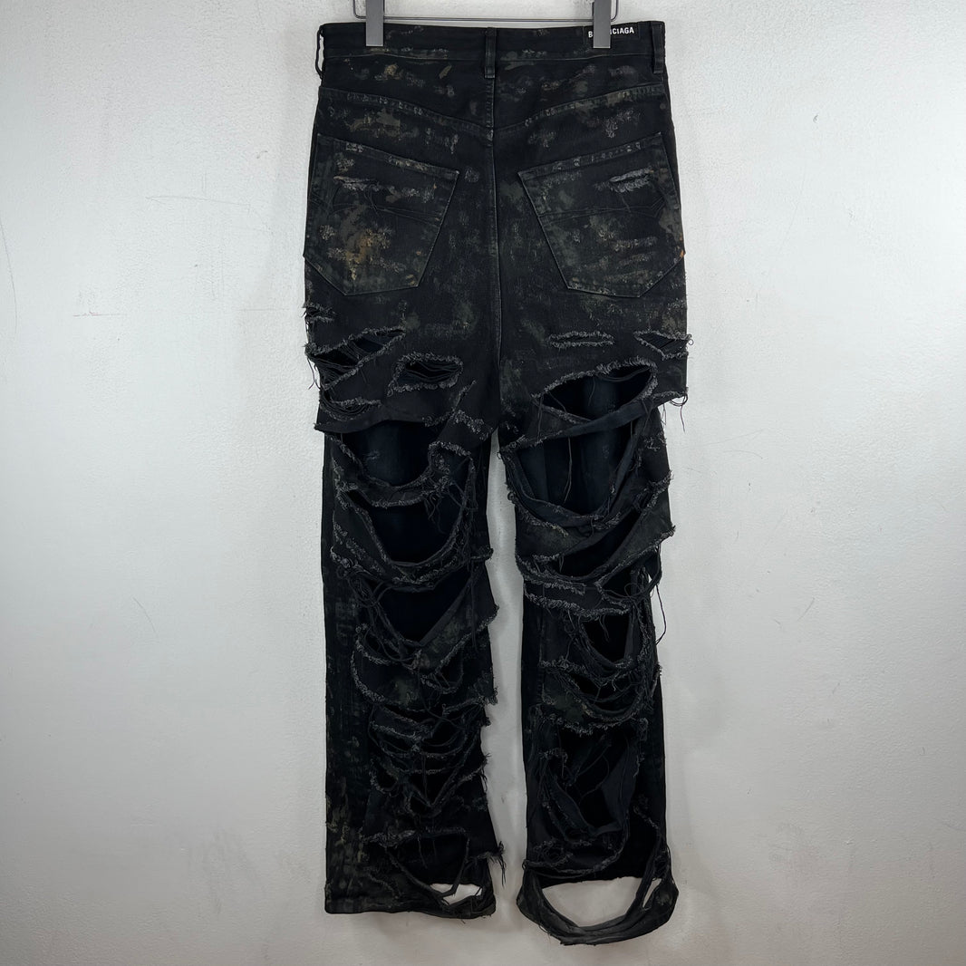 Balenciaga Mud Destroyed Black Jeans