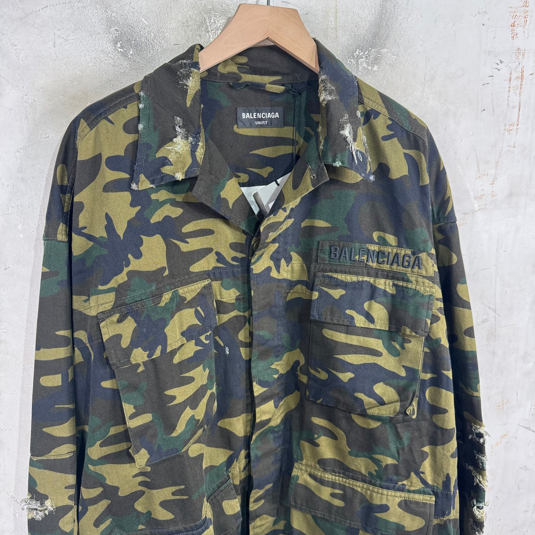 Balenciaga Camo Distressed Cargo Jacket
