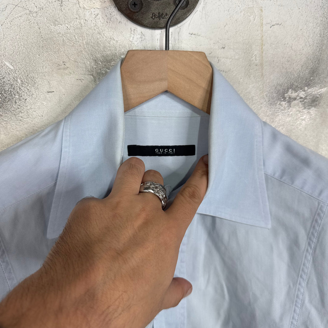 Gucci Tom Ford Curved Pannel Blue LS Shirt