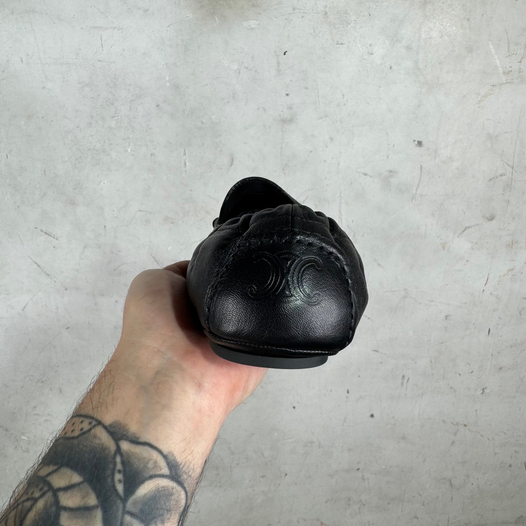 Celine Leather Triumph Slip Loafers