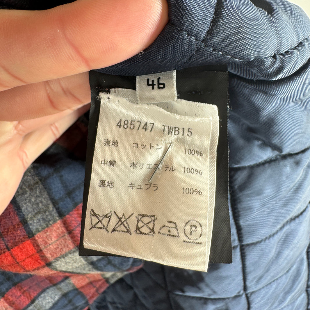 Balenciaga Quilted Red/Blue Padded Snap Button Flannel