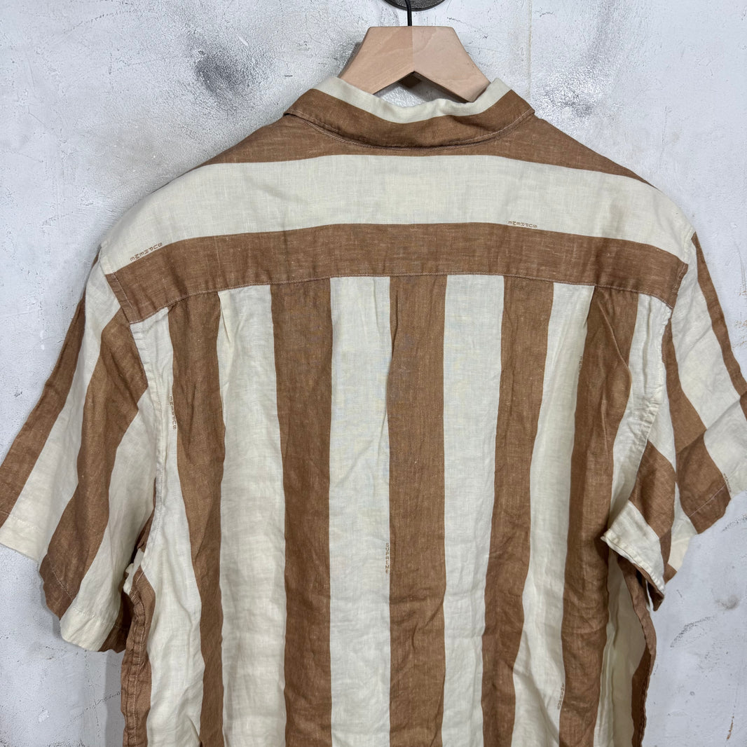Supreme Tan/White Wide Striped Linen Shirt