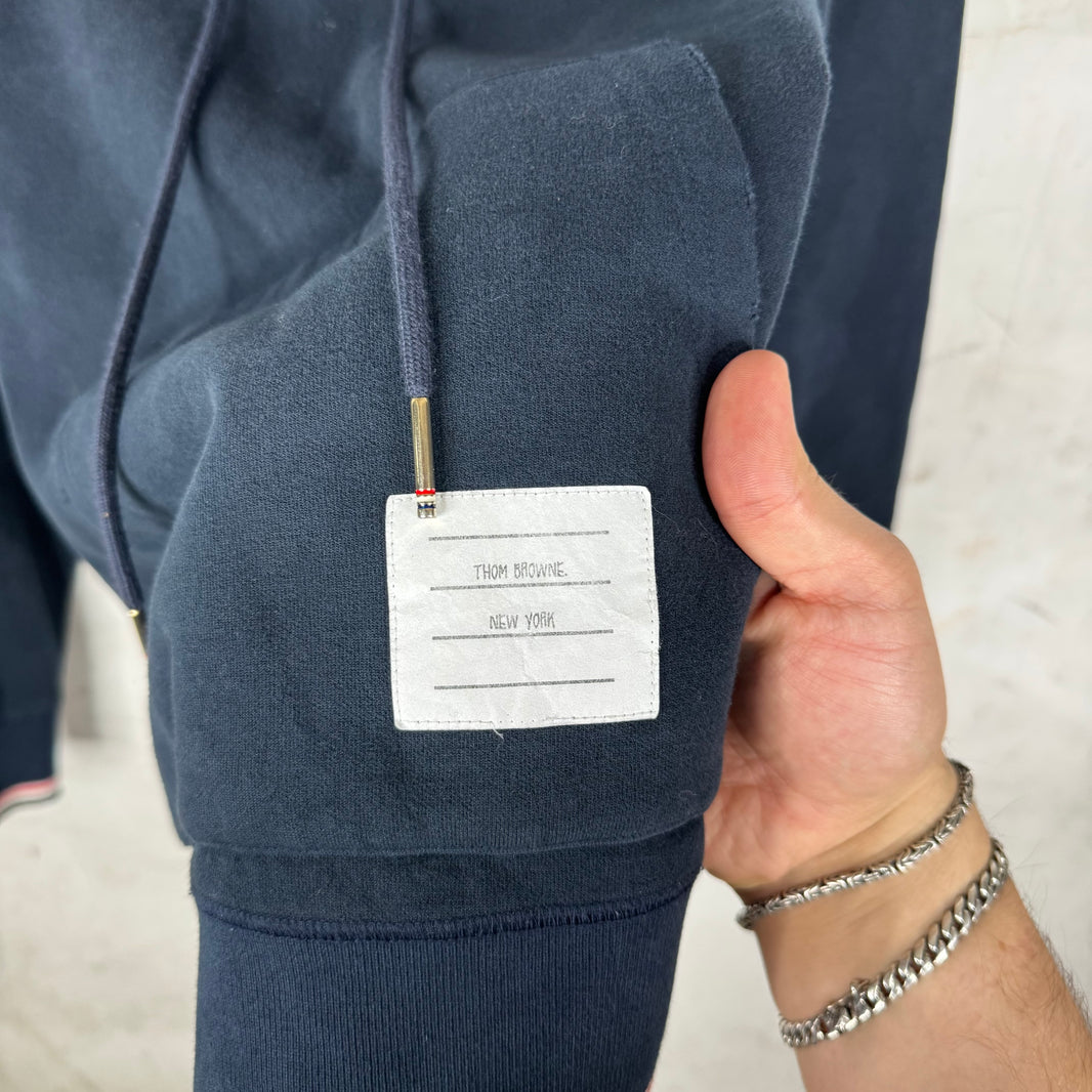 Thom Browne Navy Distressed Hit Hoodie