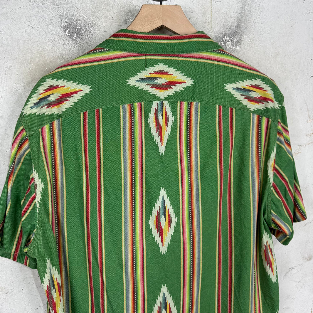 RRL Green Southwestern Print S/S Shirt