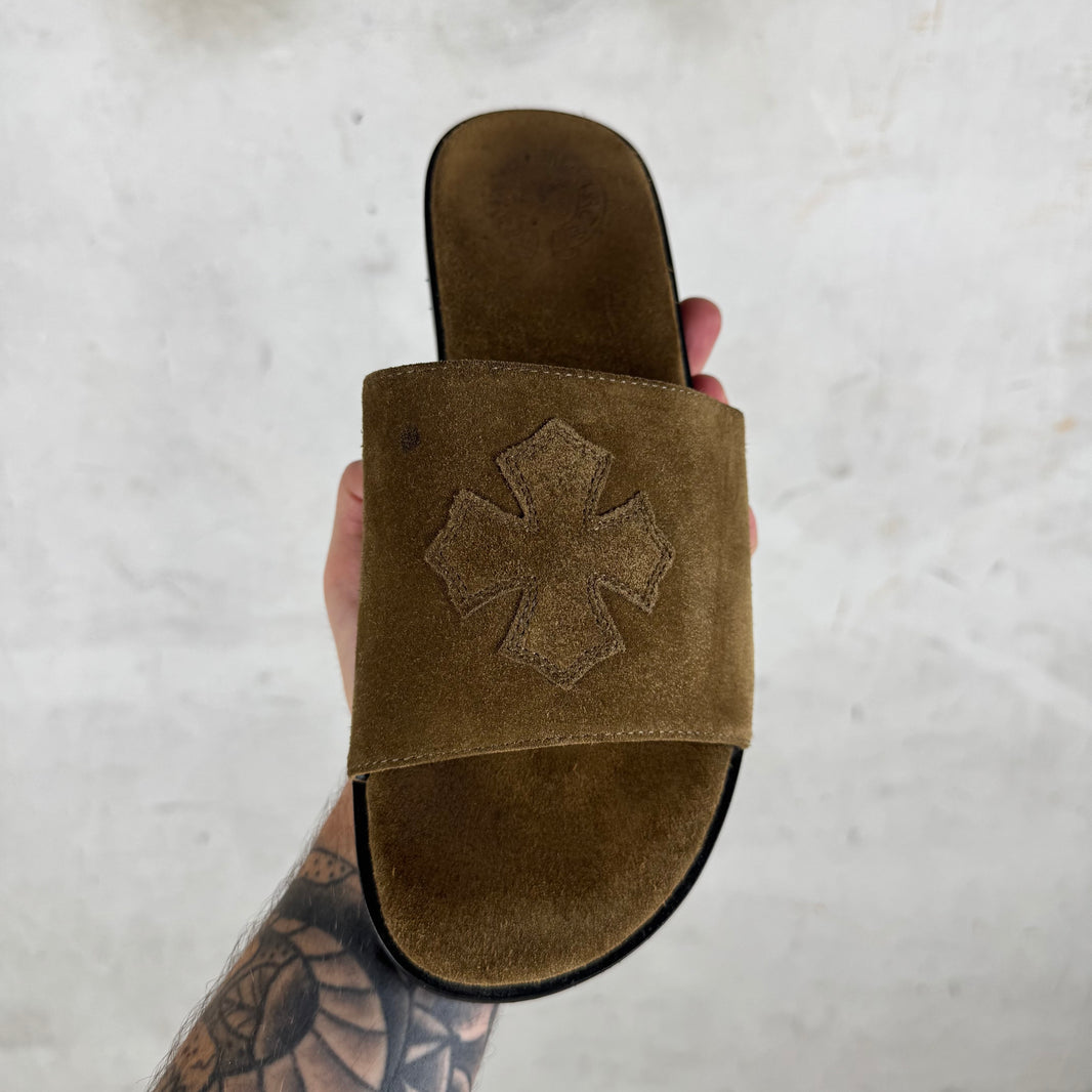 Chrome Hearts Suede Patch Slides