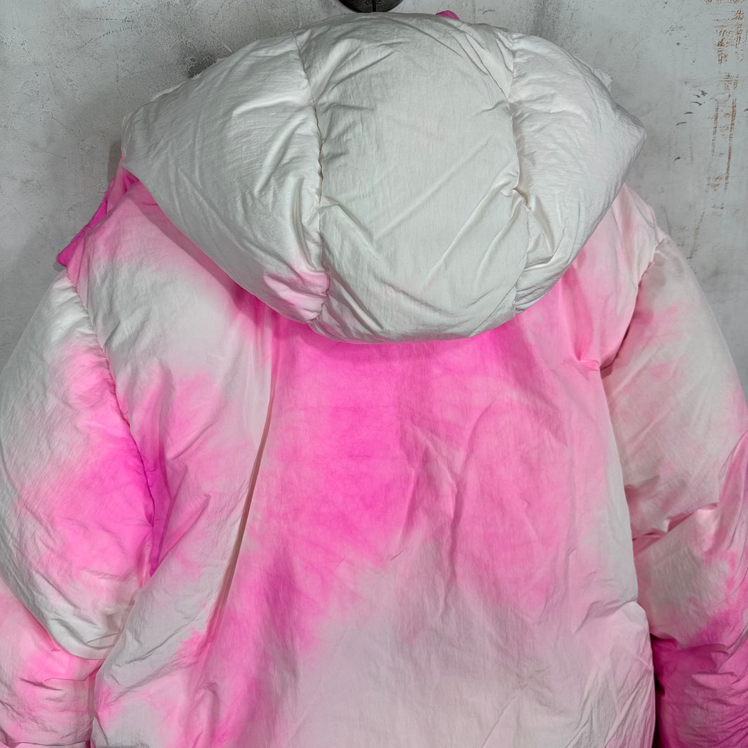 Louis Vuitton Pink/White Tie Dye Hooded Puffer