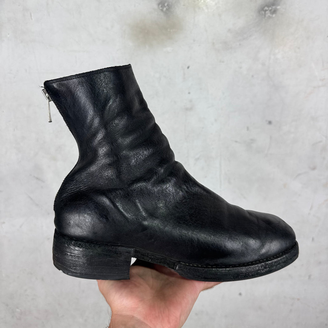 Guidi Black Leather Back Zip Boots