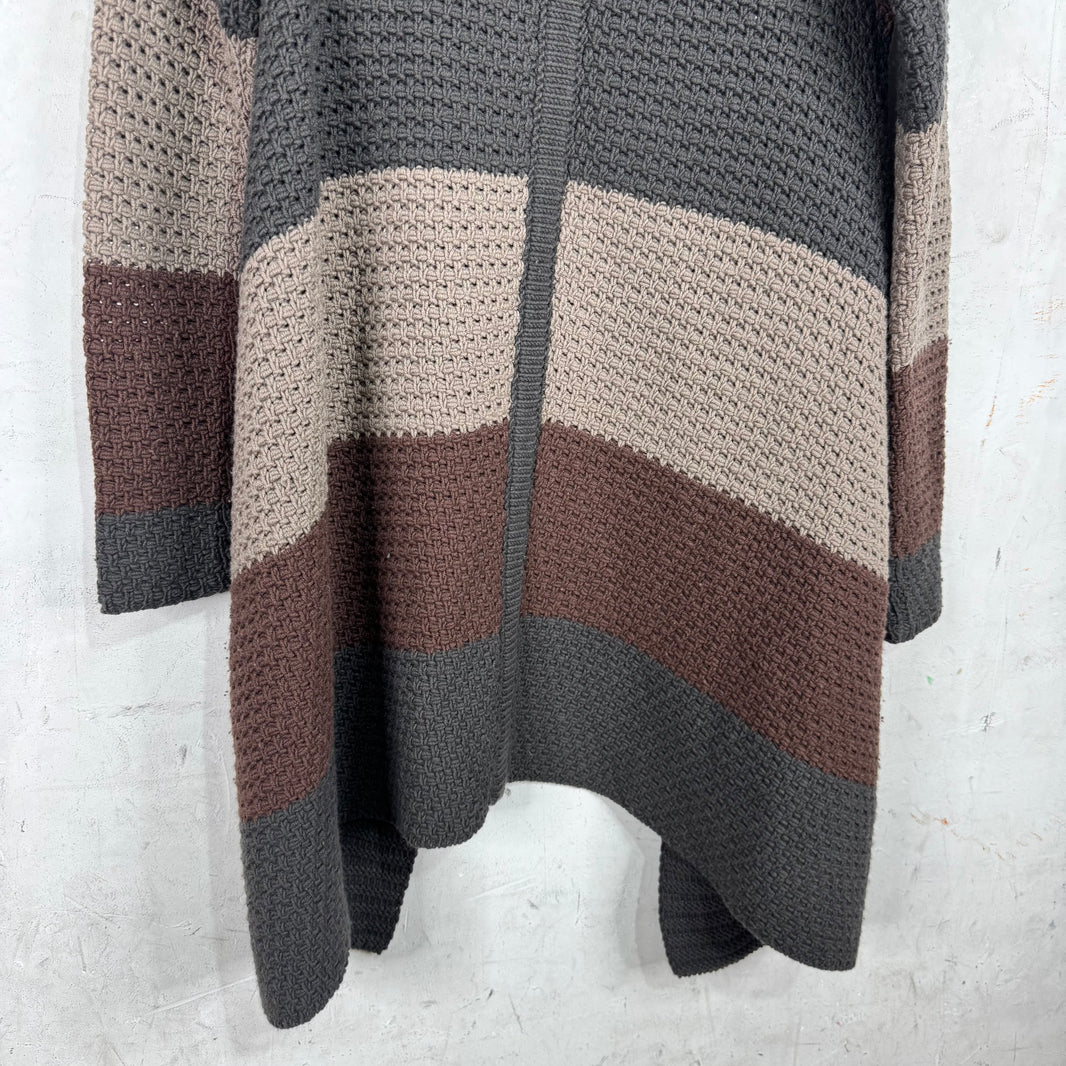 Rick Owens Mastadon Knitted Color Blocked Poncho