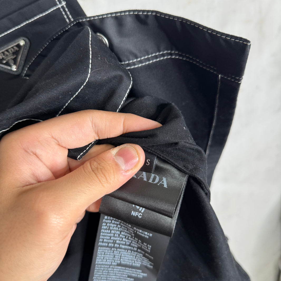 Prada Contrast Stitch Plaqued Snap Shirt
