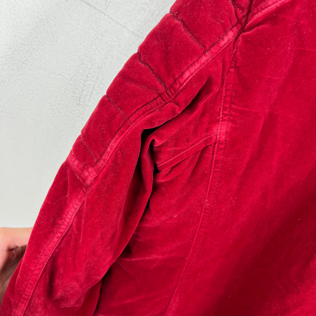 Balmain Red Velvet Crest Jacket