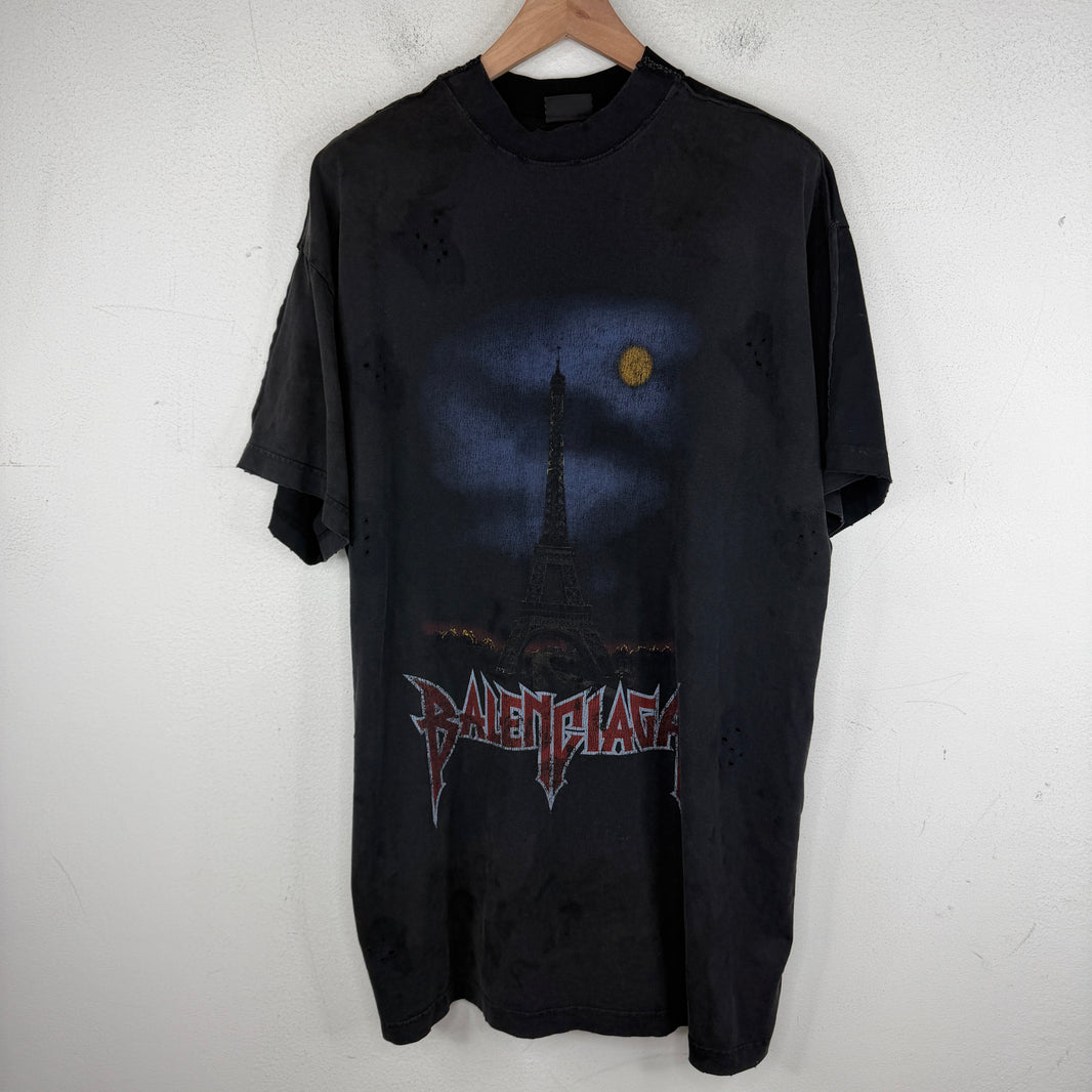 Balenciaga Distressed Paris Moon T-Shirt