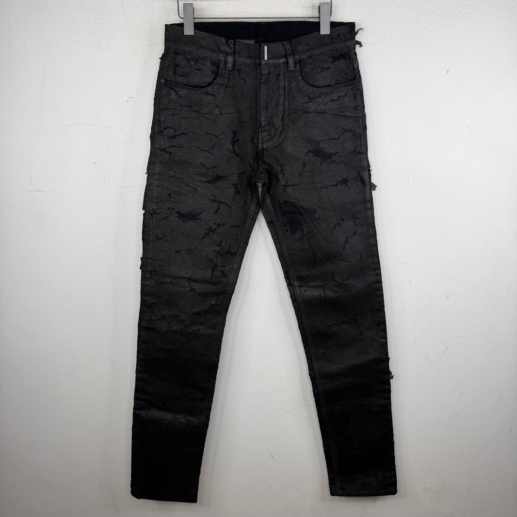 Givenchy Black Cracked Denim Jeans