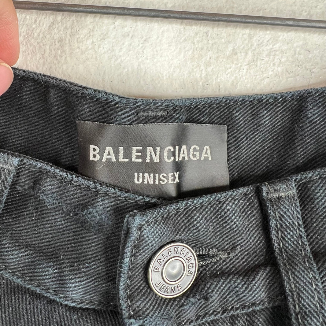 Balenciaga Distressed Long Denim Shorts