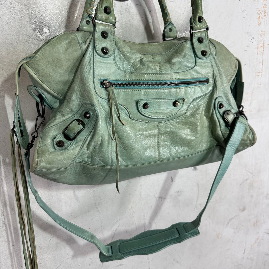 Balenciaga Teal City Bag