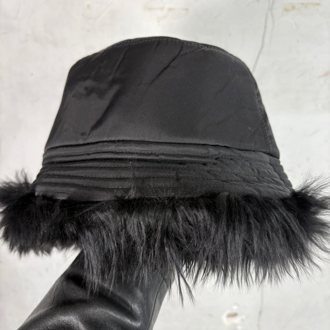 Prada Fur Lined Nylon Bucket