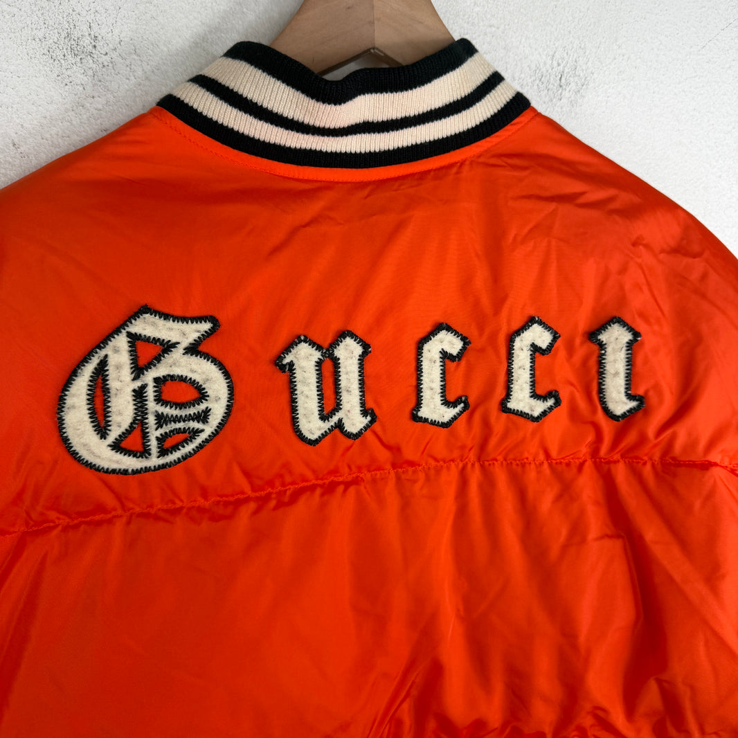 Gucci Yankees Orange Puffer Snap Button Jacket