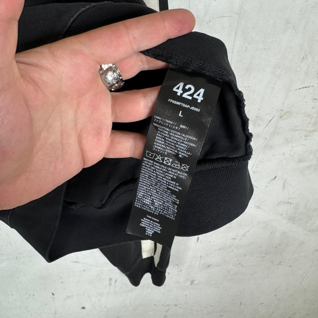 424 Black Zip Up Crest Hoodie