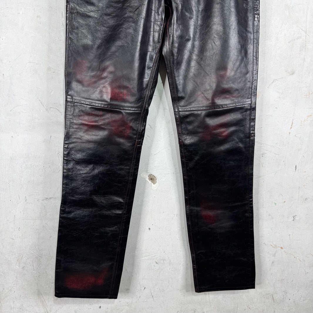 Martine Rose Leather Patina'd Distressed Pants