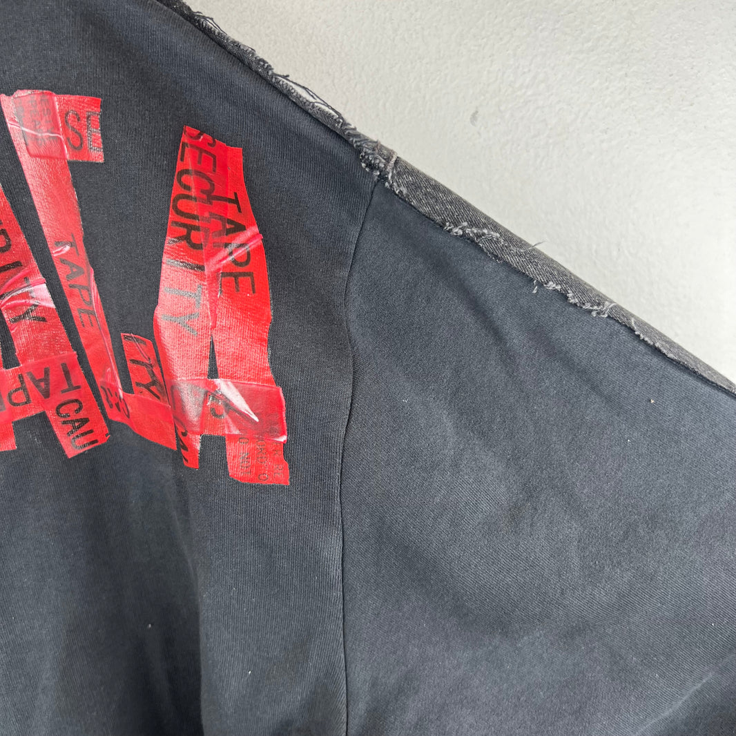 Balenciaga Sample Hybrid Denim Hooded Red Tape Jacket
