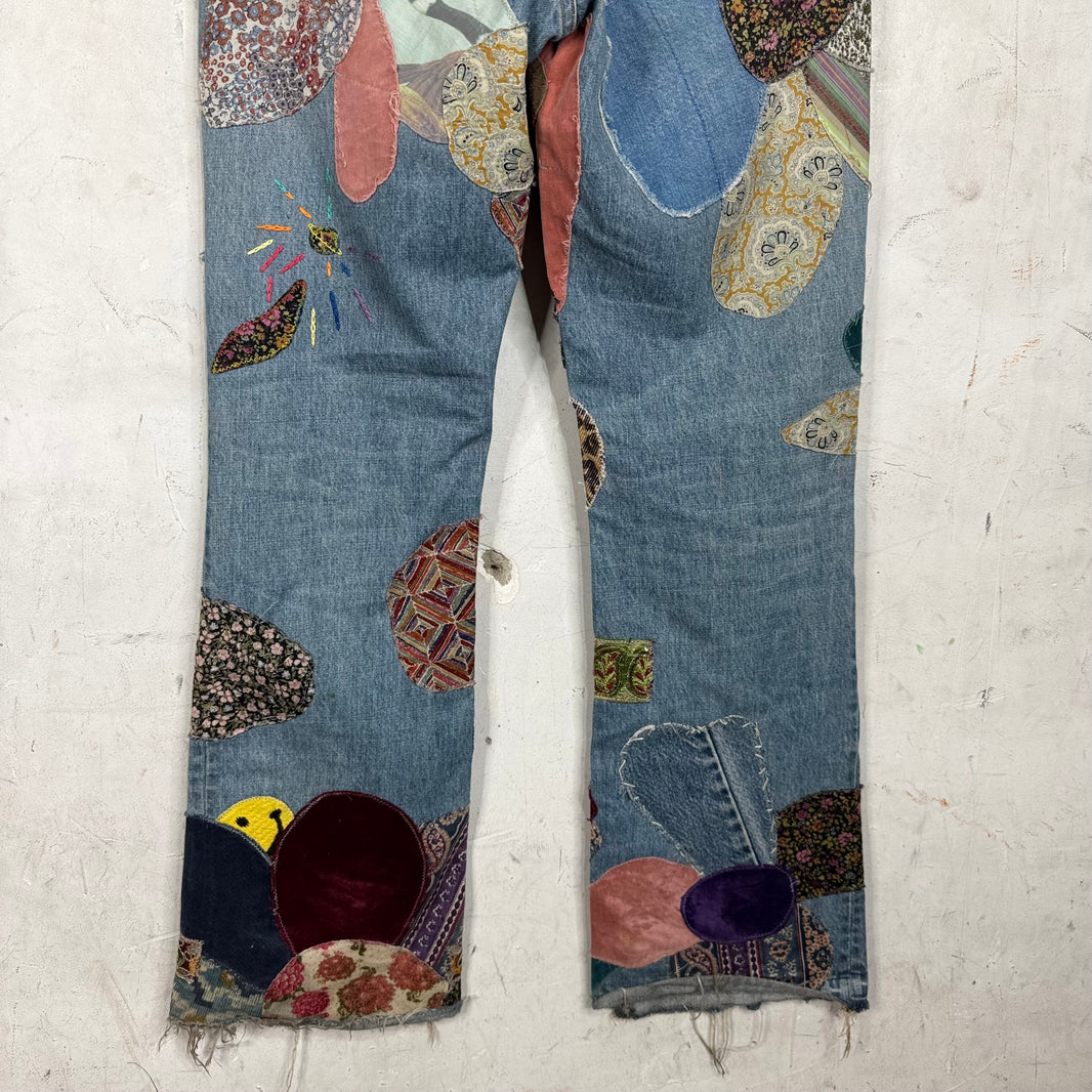 Kapital No Nukes Flared Patchwork Jeans