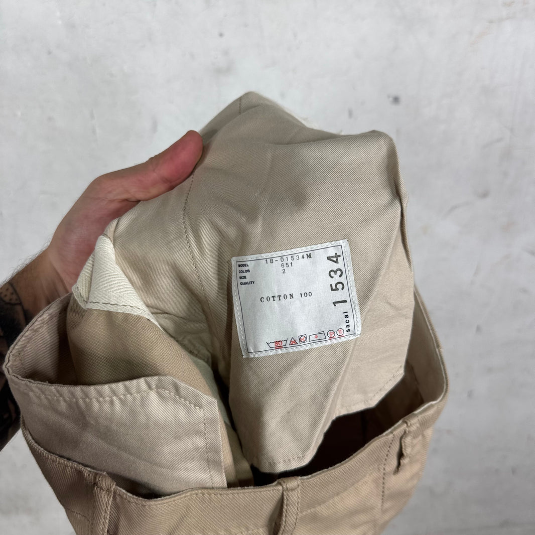 Sacai Khaki Accent Stitch Shorts