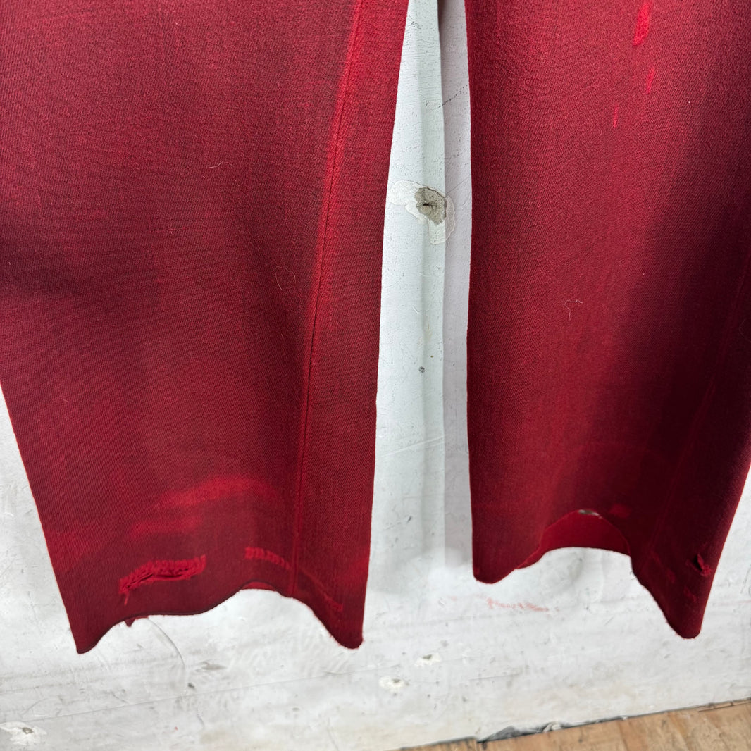 ERD Red Distressed Wool Trousers