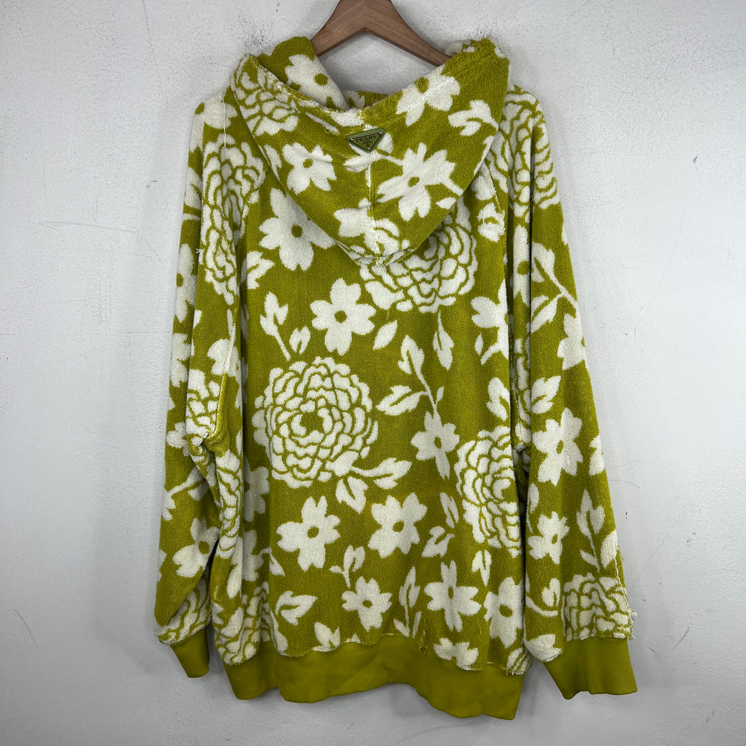Prada Floral Green Terry Cloth Hoodie