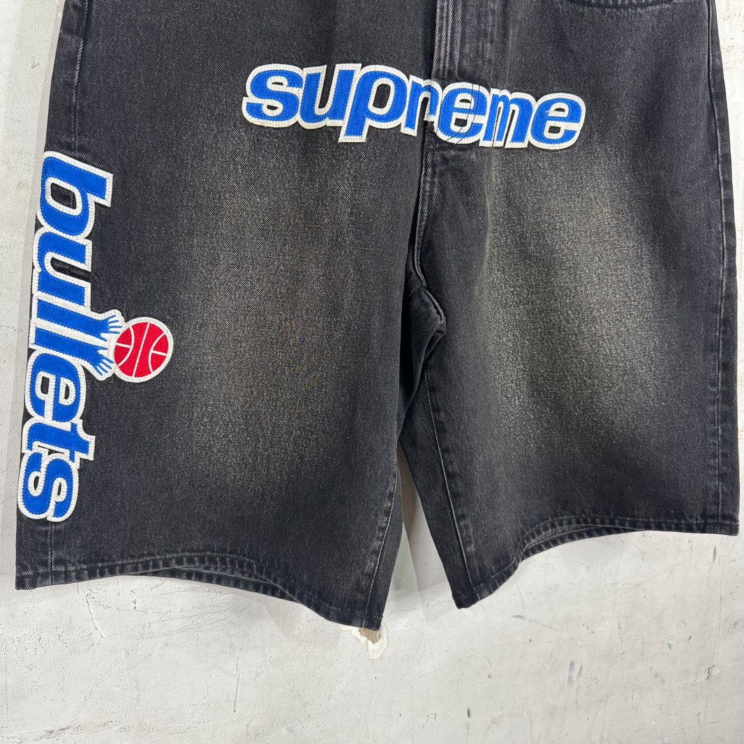 Supreme x Mitchell & Ness Bullets Denim Shorts