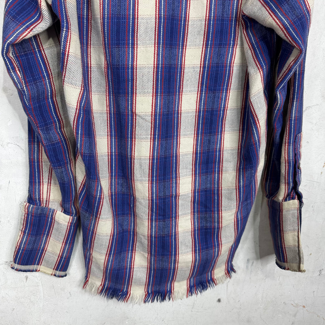 Greg Lauren Frayed Hooded Flannel