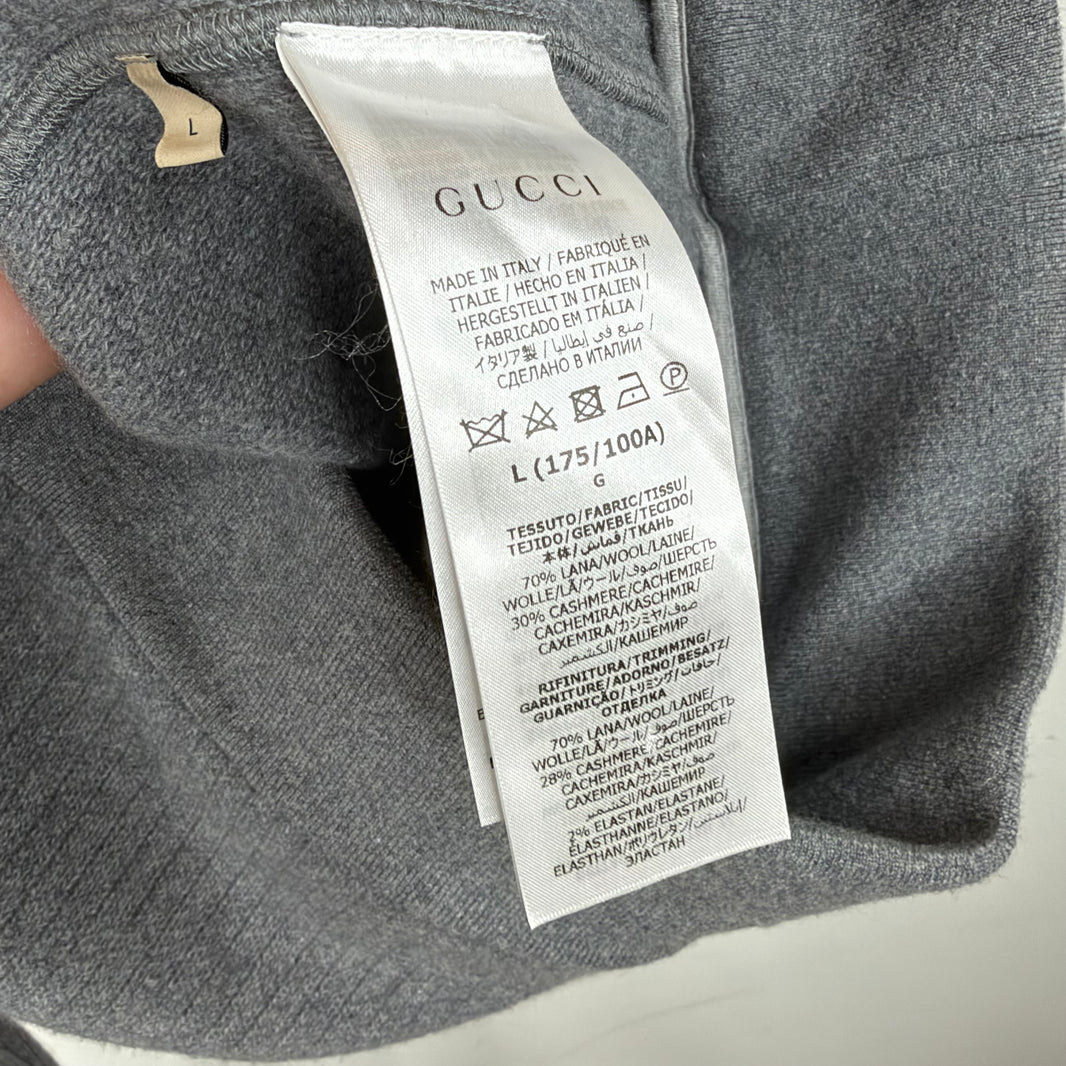 Gucci Gray Wool/Cashmere Ribbed Hoodie