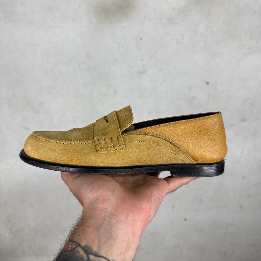 Loewe Tan Suede/ Leather Fold Down Loafers