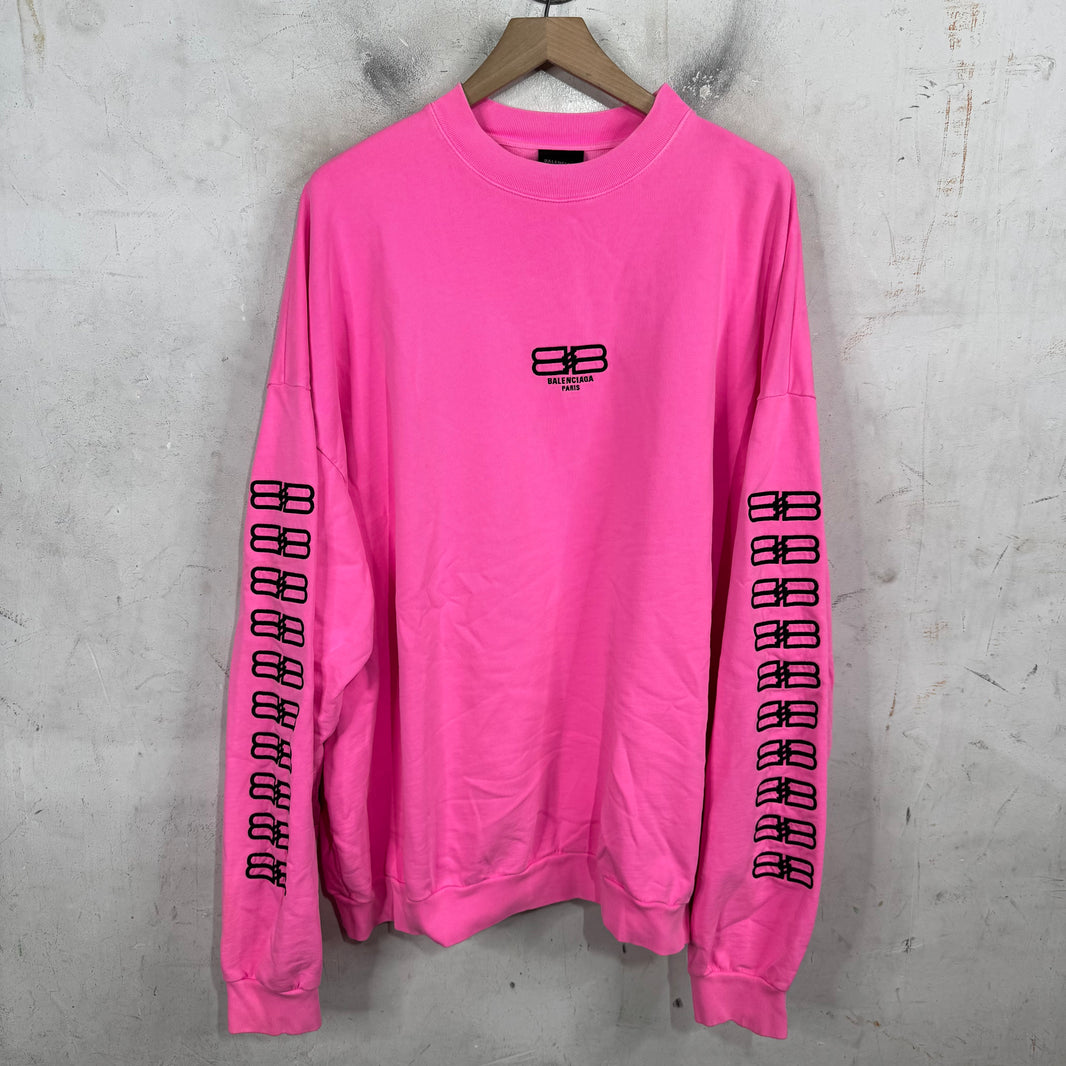 Balenciaga Pink Paris Icon Logo Crewneck