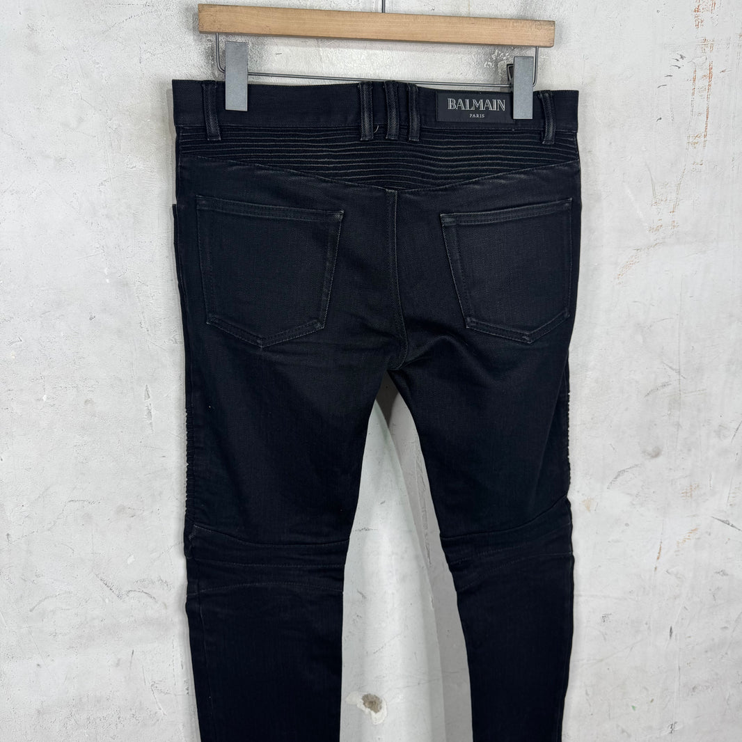 Balmain Black Biker Jeans