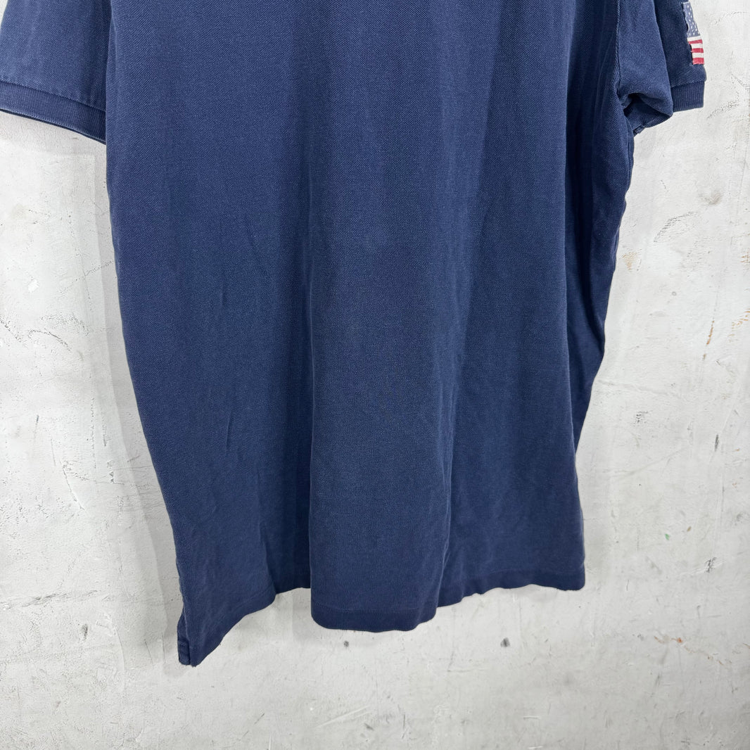 Ralph Lauren Distressed Navy/Red USA Sleeve Pony Polo