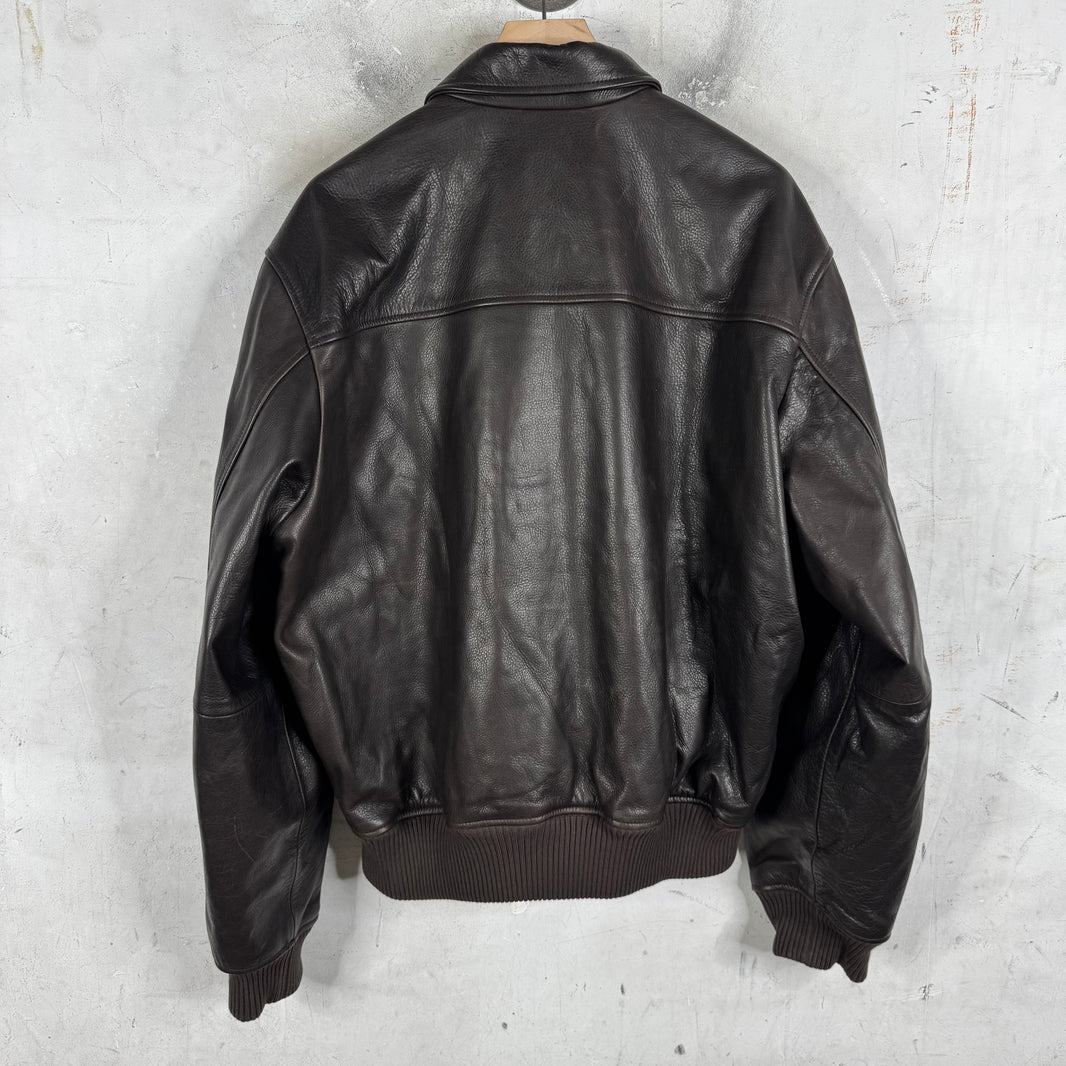 Stussy Brown Leather Flight Bomber