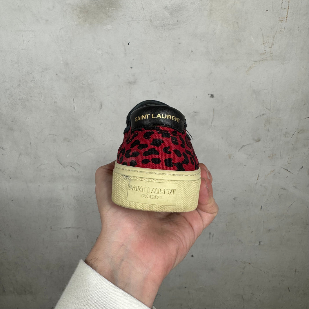 Saint Laurent Red Cheetah Slip Ons