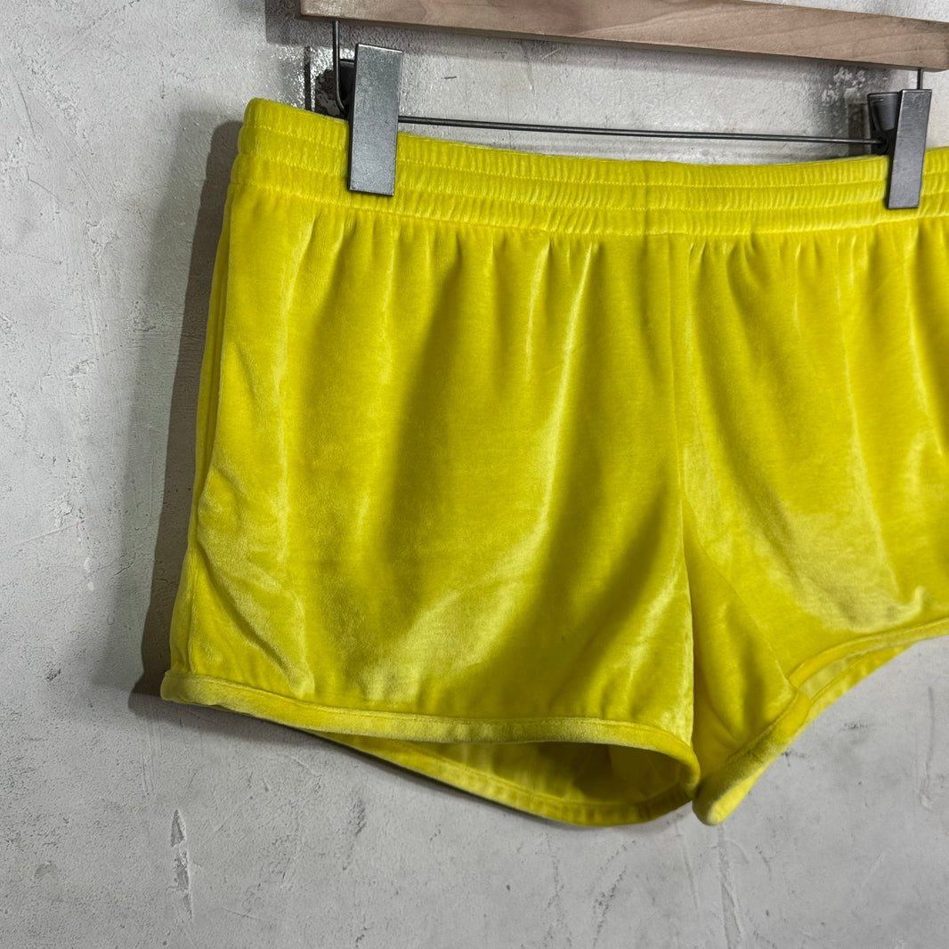 Balenciaga Yellow Velour Short Shorts