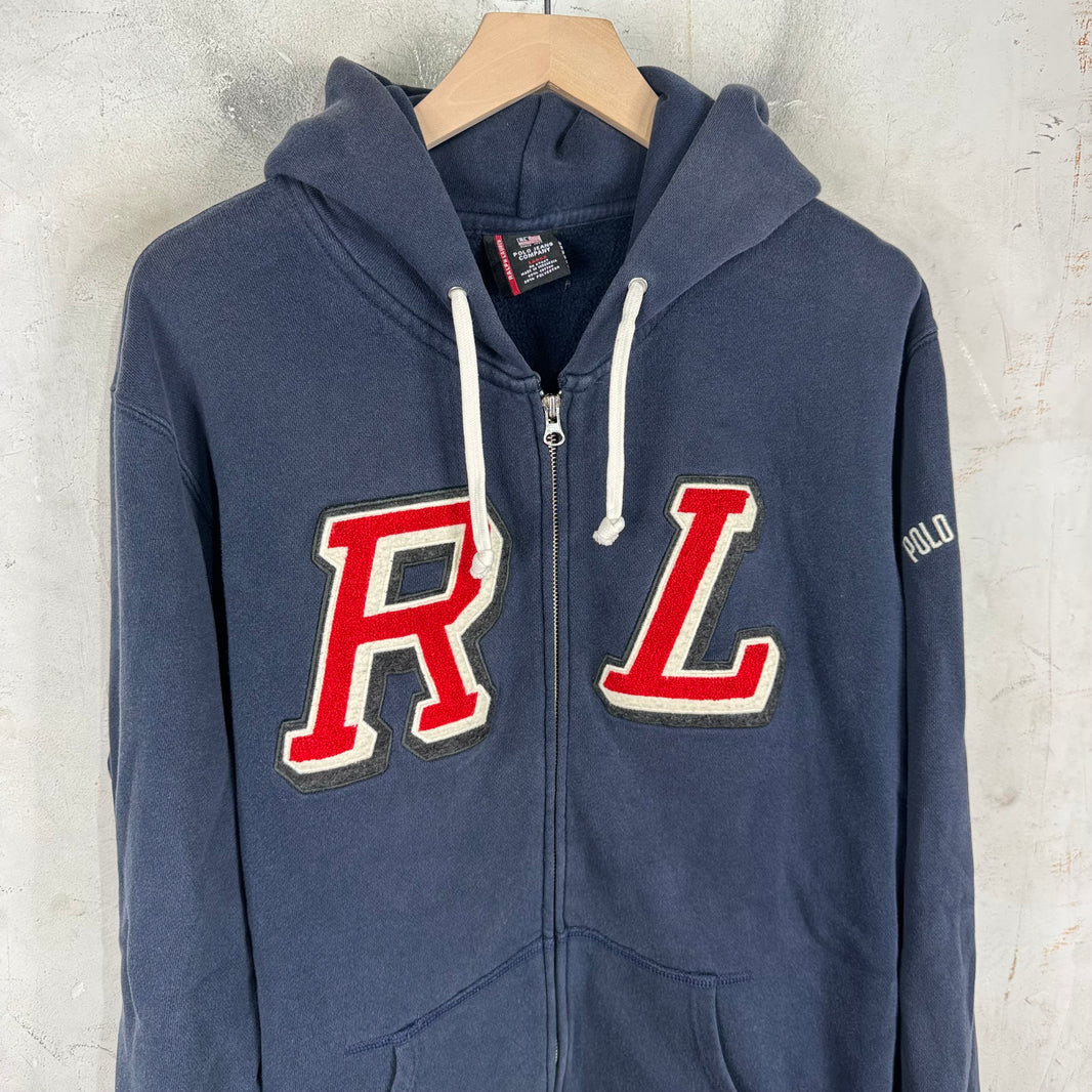 Ralph Lauren Navy Chenille RL Patch Zip Hoodie