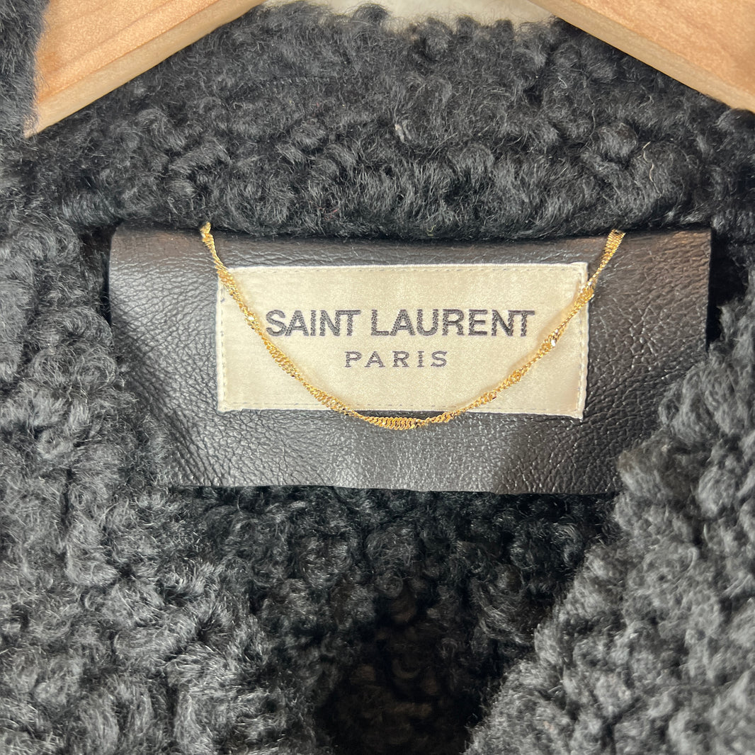 Saint Laurent Leather Shearling Coat