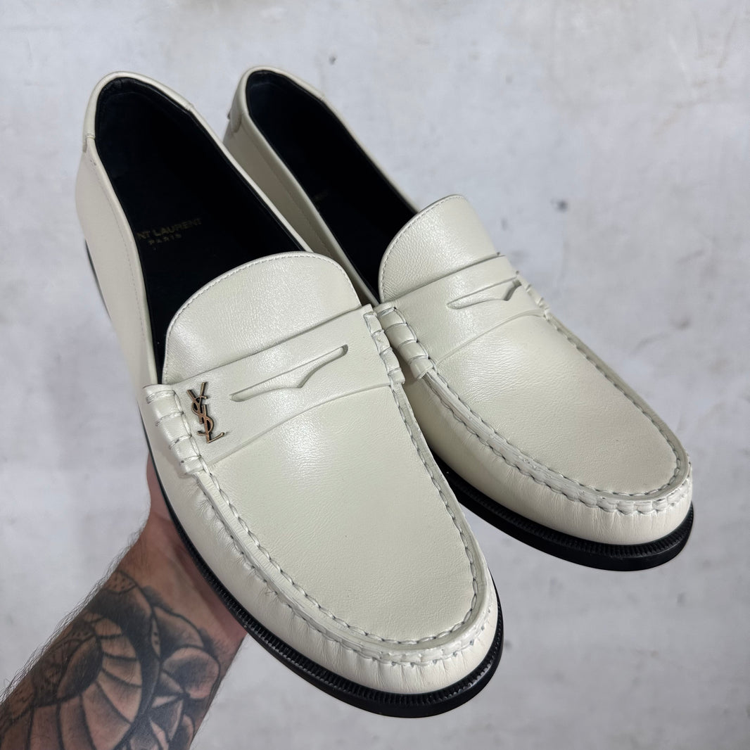 Saint Laurent Logo Beige Loafers