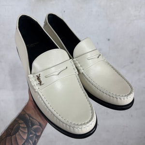 Saint Laurent Logo Beige Loafers