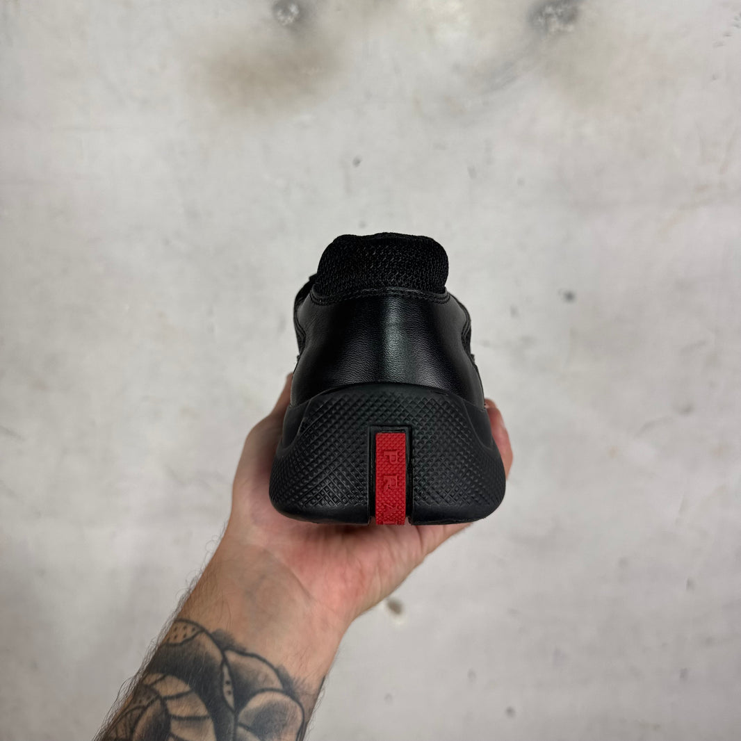 Prada Triple Black Flat Leather Americas Cup