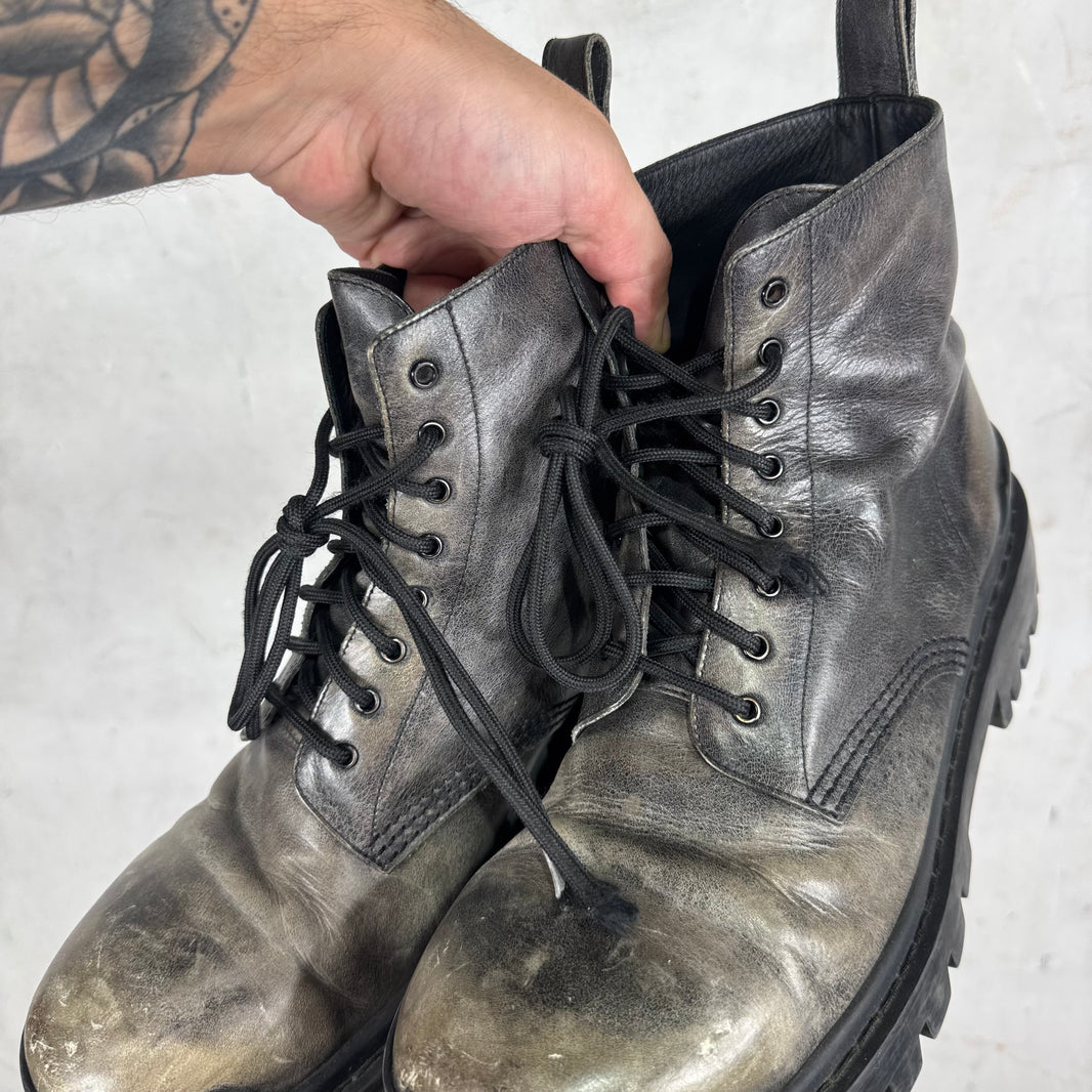 Balenciaga Distressed Leather Strike Boots