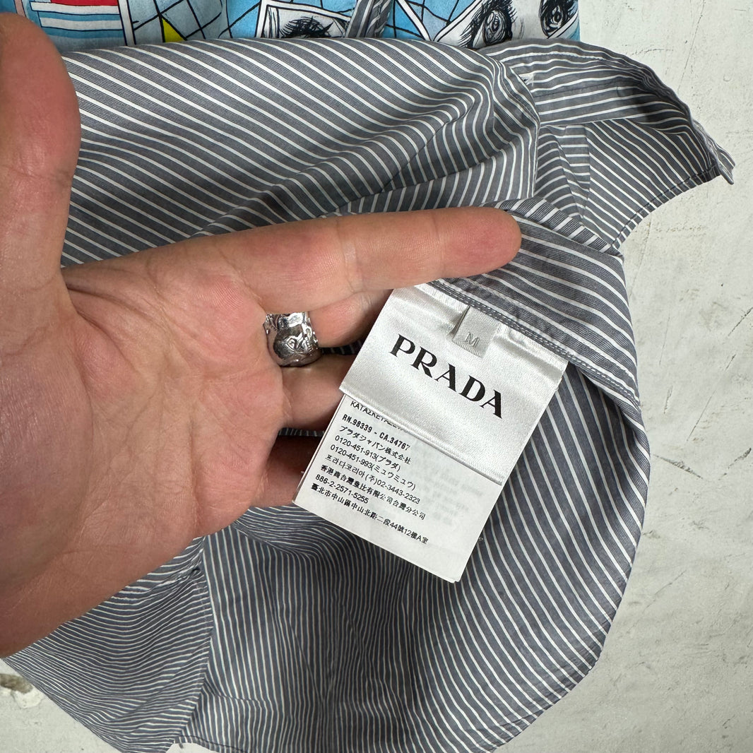 Prada Comic Patch Striped Shirt