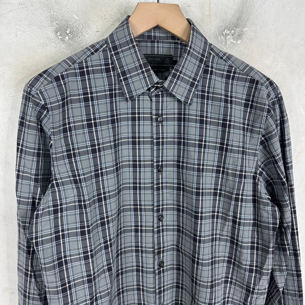 Prada Checkered Plaid Dress Shirt