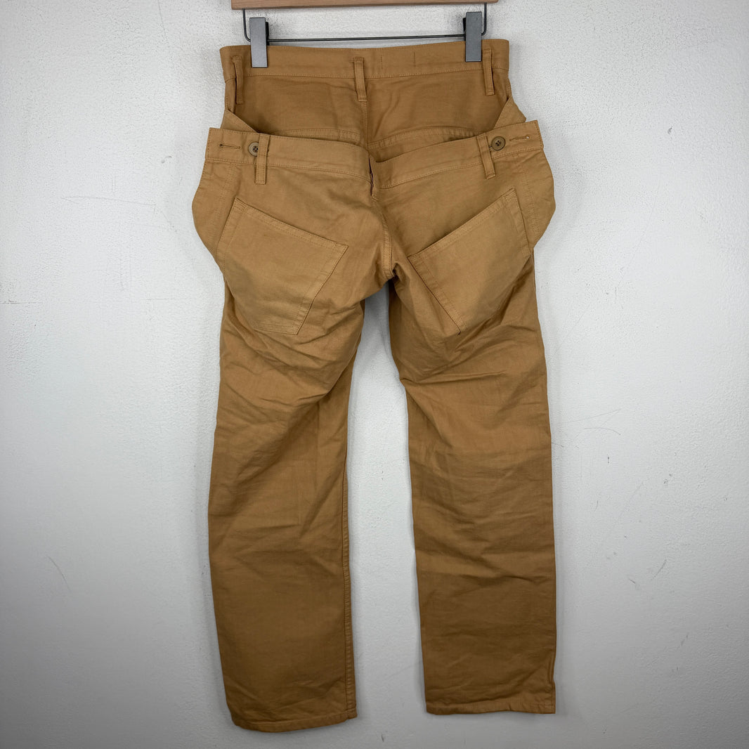 Final Home Tan Double Waist Button Pants