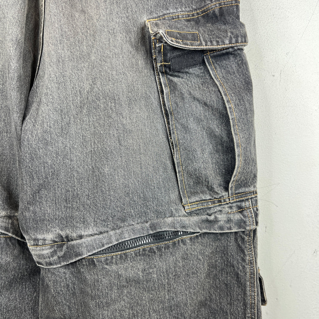 Balenciaga Washed Denim Convertible Cargo Pants