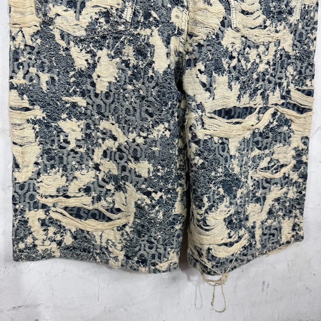 Acne Studios Distressed Monogram Denim Shorts