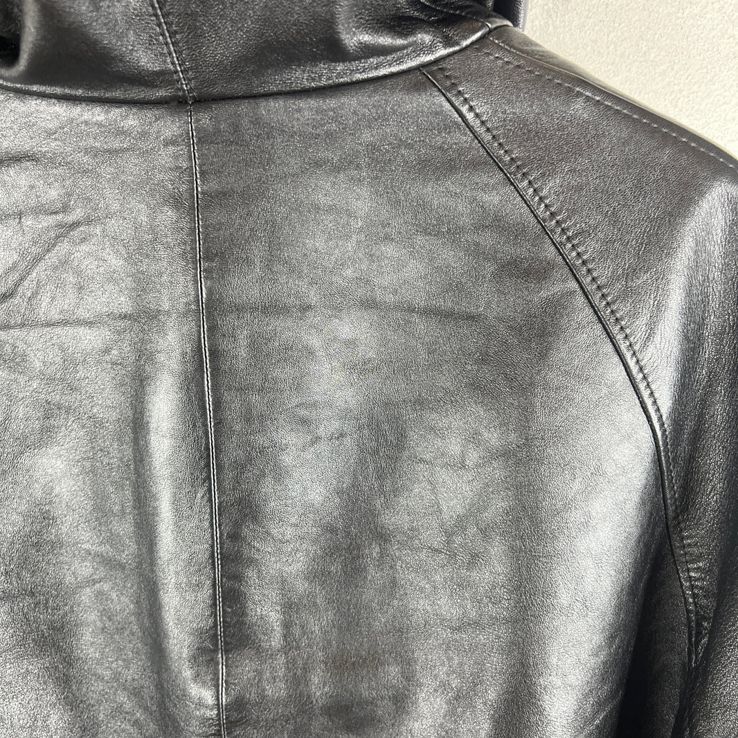 Celine Leather Hooded Bomber Jacket
