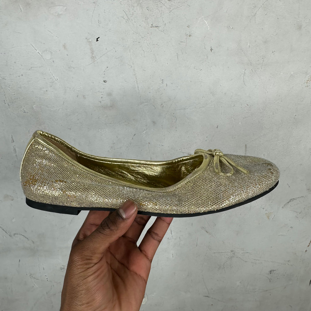 Balenciaga Gold Distressed Ballet Flat